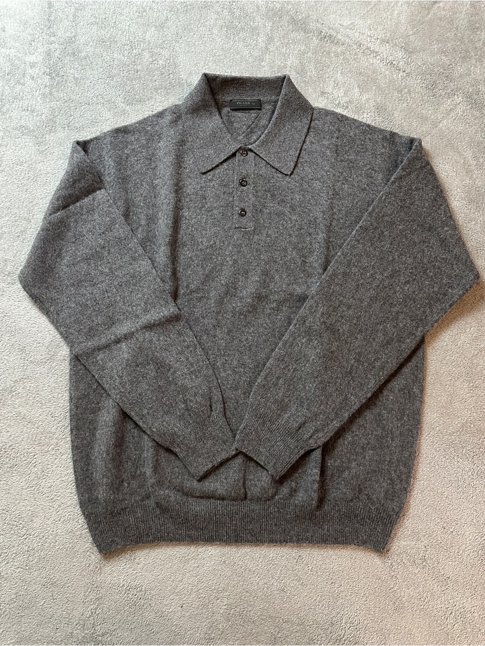 Prada Charcoal Gray V-Neck Polo cashmere Sweater